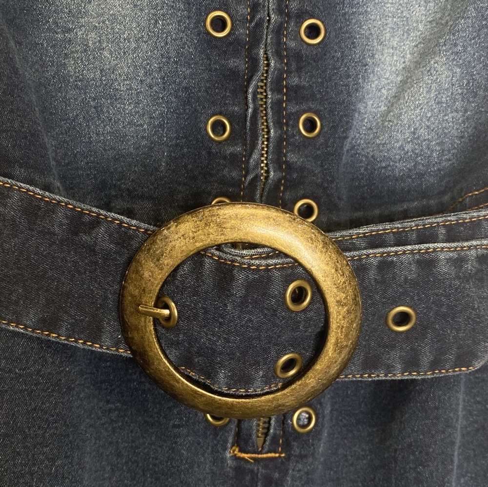 Vintage 90's Dark Wash Denim Jeans Jumpsuit - Picture 5 of 8